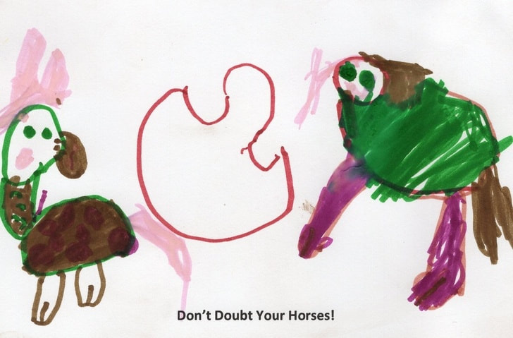 Drawings of horses by child artist Neva Rose